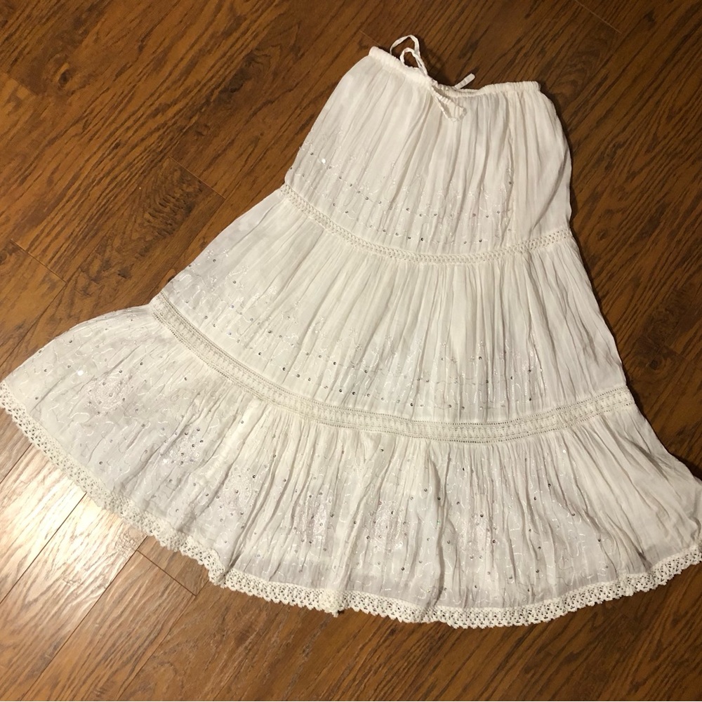 Long white skirt